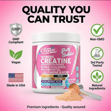 Load image into Gallery viewer, Creatine for Women | Creatine Monohydrate + BCAA Powder Myo-Inositol Collagen Biotin Hyaluronic Acid Folate L Glutamine Vitamin D3 Iron Zinc D-Chiro-Maca Digestion Shelf Builder By Clean Nutra