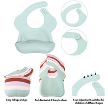 Load image into Gallery viewer, FOOD GRADE ADJUSTABLE SILICONE BABY BIB