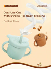 Load image into Gallery viewer, 2-IN-1 SILICONE BABY CUPS WITH STRAW & SNACK CUP LID