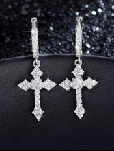 Load image into Gallery viewer, Silver Cross Earrings
