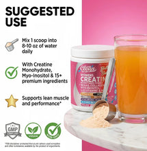 Load image into Gallery viewer, Creatine for Women | Creatine Monohydrate + BCAA Powder Myo-Inositol Collagen Biotin Hyaluronic Acid Folate L Glutamine Vitamin D3 Iron Zinc D-Chiro-Maca Digestion Shelf Builder By Clean Nutra
