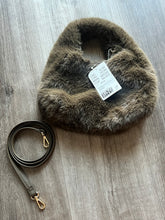 Load image into Gallery viewer, Army brown fur bag with clasp closure and detachable strap

