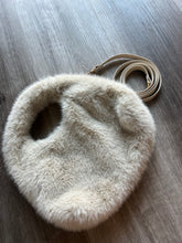 Load image into Gallery viewer, Beige furry purse with detachable long strap

