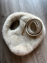 Load image into Gallery viewer, Beige furry purse with detachable long strap
