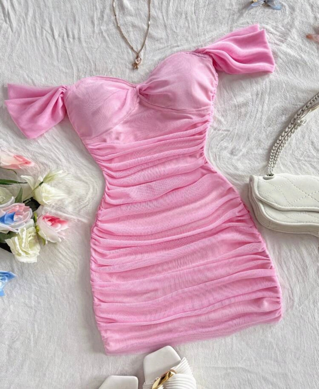 Rachel sweetheart ruched dress