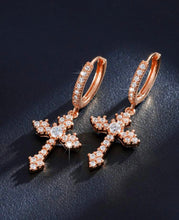 Load image into Gallery viewer, Rose Gold Cross Earrings
