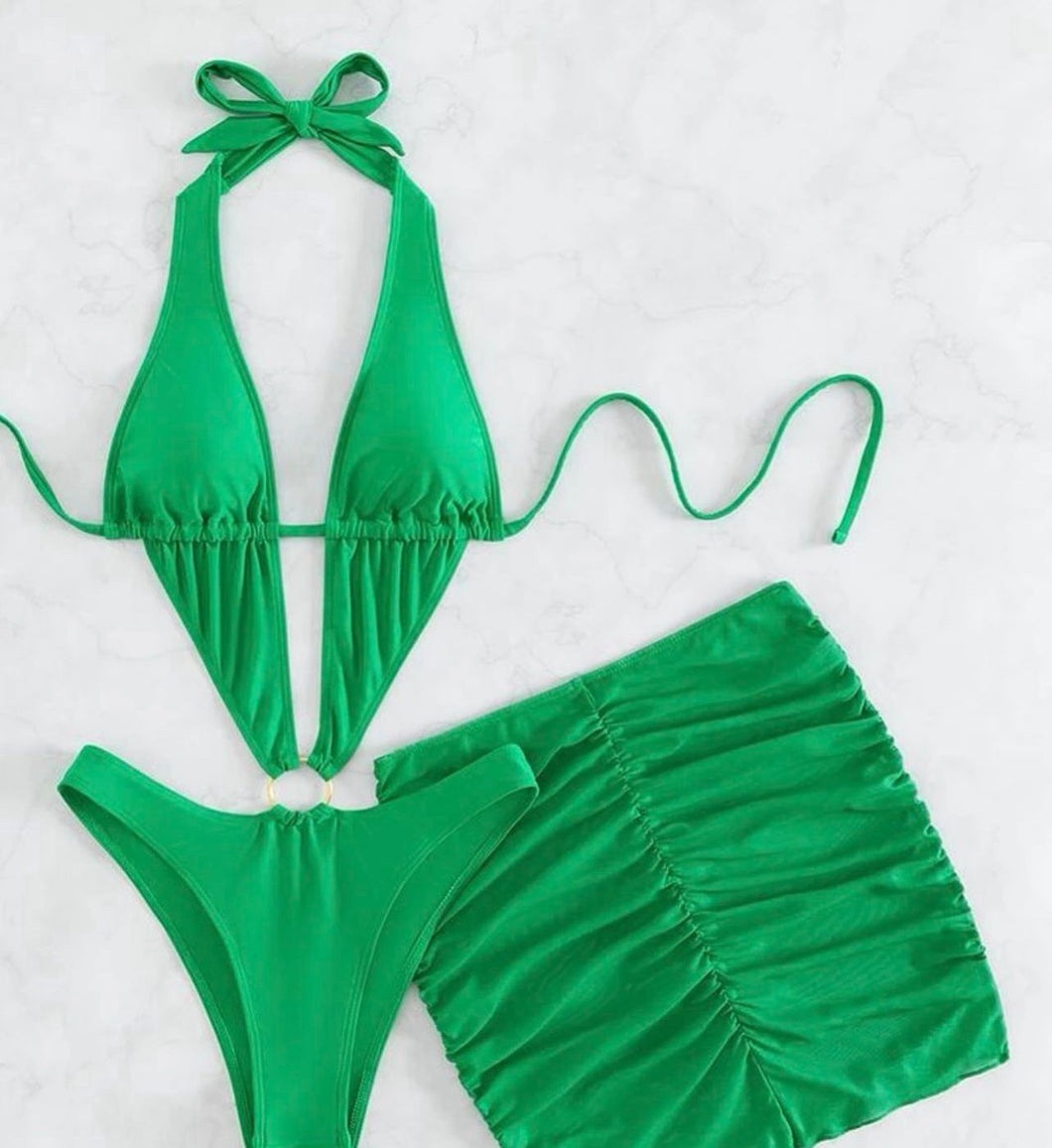 Green Swimsuit with cover up size medium