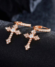 Load image into Gallery viewer, Rose Gold Cross Earrings
