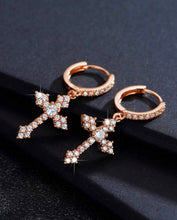 Load image into Gallery viewer, Rose Gold Cross Earrings
