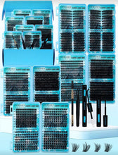 Load image into Gallery viewer, 2208PCS Lash Clusters D Curl 15 Styles Mixed 10-16mm/14-20mm Mega Volume Cat&amp;Doll Lashes Wispy Lashes Individual Eyelashes Kit With BOND&amp;SEAL Lash Remover Tweezers And Brush, Perfect For Beginners &amp; Proficient, DlY At Home Easily, Easy Apply For Makeup Da
