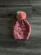 Load image into Gallery viewer, Detachable pink knit puff ball hat beanie
