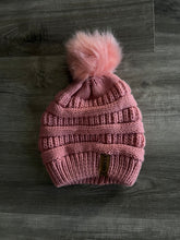 Load image into Gallery viewer, Detachable pink knit puff ball hat beanie
