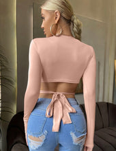 Load image into Gallery viewer, Coral Pink Criss Cross Crop Top
