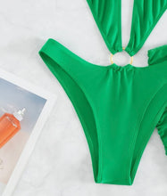 Load image into Gallery viewer, Green 2 piece swimsuit/dance wear
