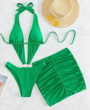 Load image into Gallery viewer, Green 2 piece swimsuit/dance wear
