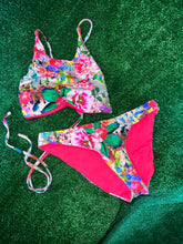 Load image into Gallery viewer, Reversible floral halter bikini

